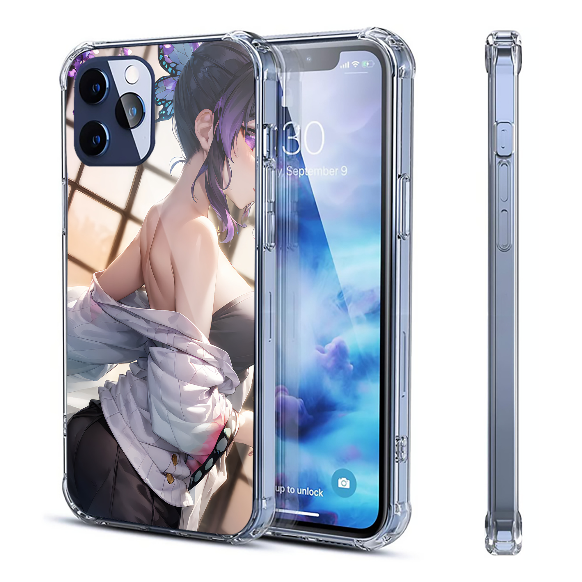 （画像用） 鬼滅の刃（きめつのやいば）蟲柱-胡蝶 しのぶ／こちょう しのぶ Kochou Shinobu 【iPhone 12シリーズ対応】透明スマホケース（クリアソフトケース）